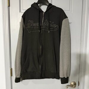 Sean John Black and Gray Sherpa lined zip upHoodie